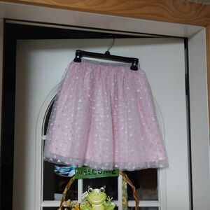 New The Children's Place Pink Silver Stars Tulle Skirt Size Girl's L 10/12